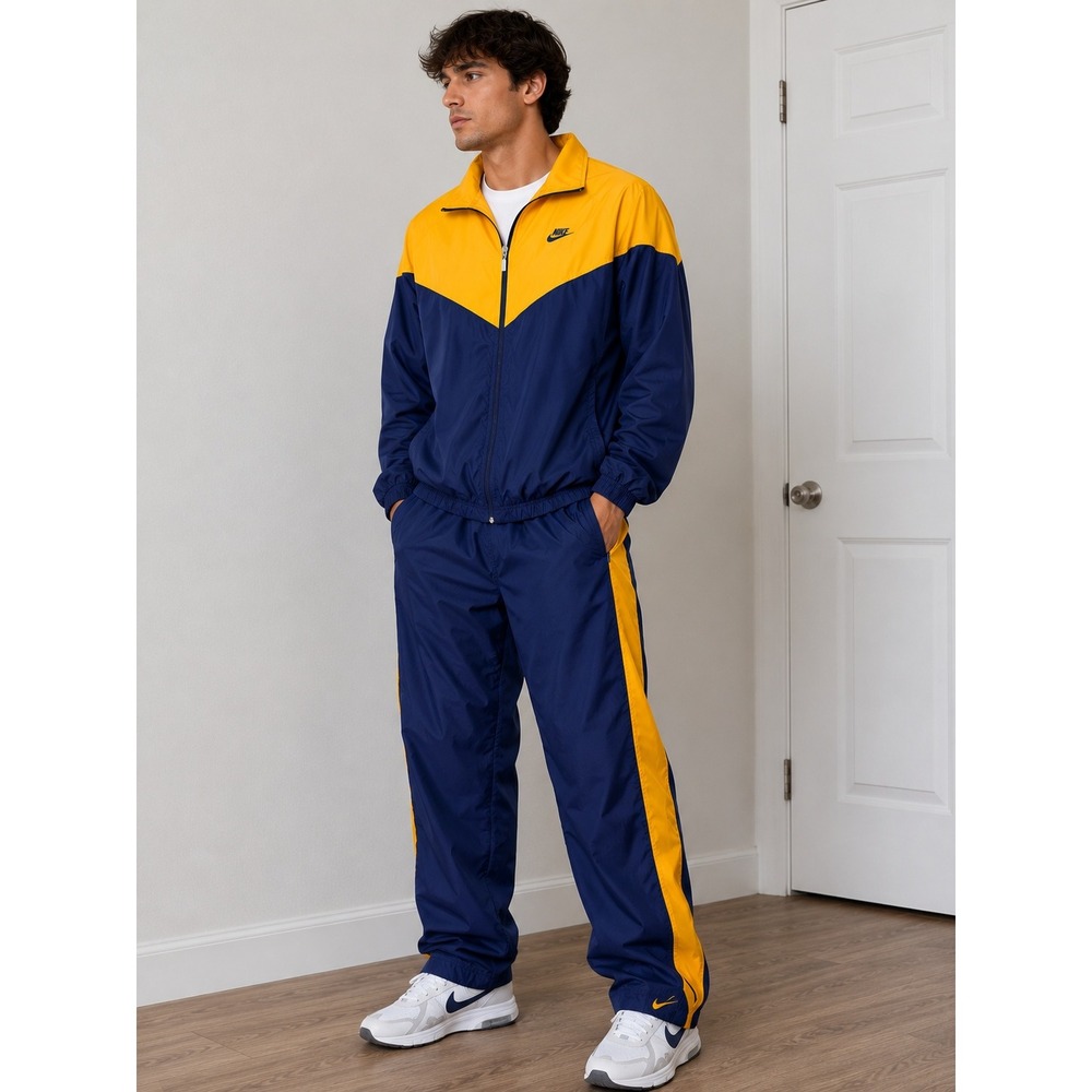 Nike Vintage Y2K Colorblock Windbreaker Track Jacket Full Zip‎ Yellow XL